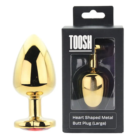 Toosh Heart Shaped Gold Butt Plug with Red Stone Large - New Products – Latest Sex Toys & Adult Arrivals United Kingdom Stoke-on-trent