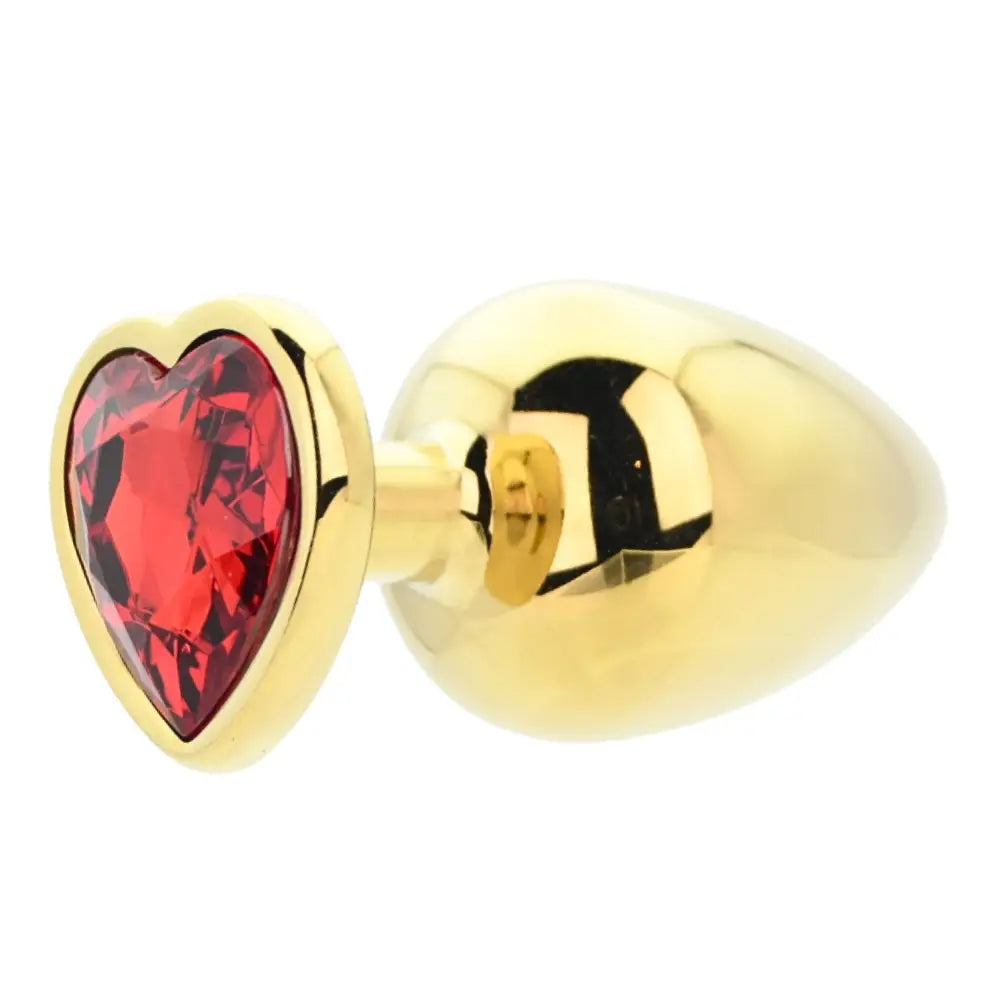 Toosh Heart Shaped Gold Butt Plug with Red Stone Large - New Products – Latest Sex Toys & Adult Arrivals United Kingdom Stoke-on-trent
