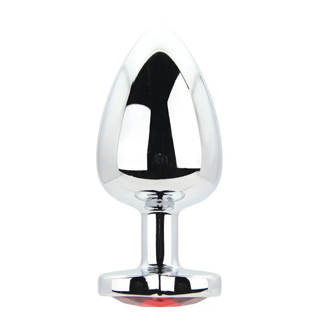 Toosh Heart Shaped Silver Butt Plug with Red Stone Large - Save 10% - Anal Dilators United Kingdom Stoke-on-trent