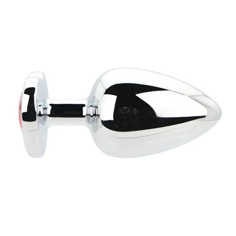 Toosh Heart Shaped Silver Butt Plug with Red Stone Large - Save 10% - Anal Dilators United Kingdom Stoke-on-trent
