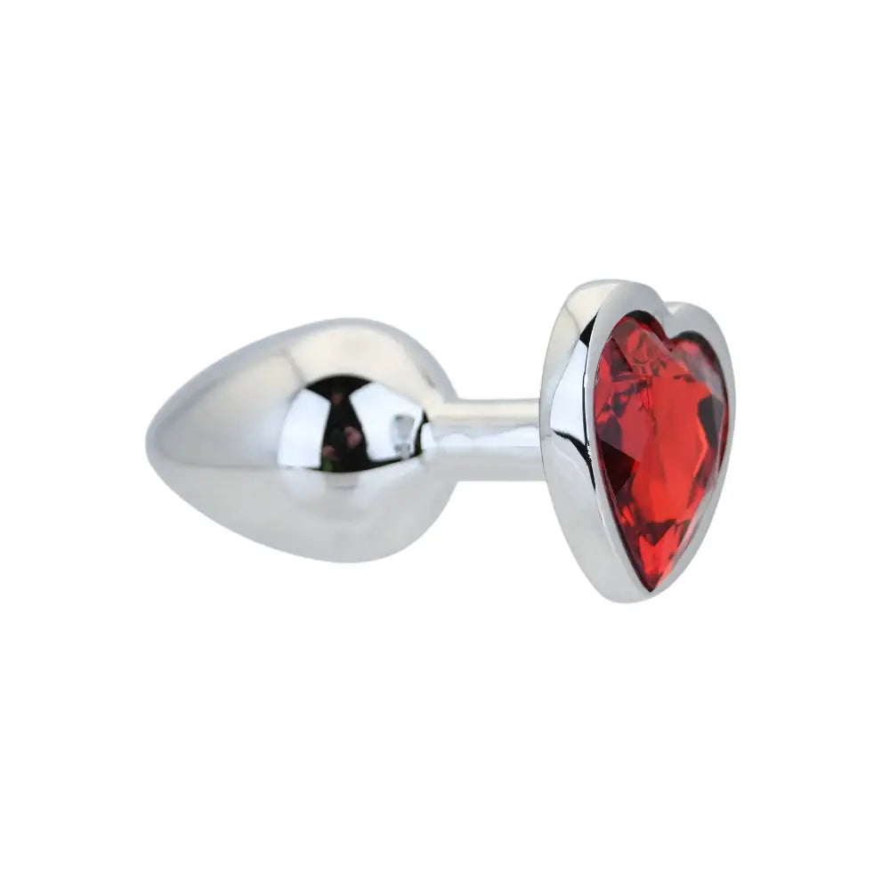 Toosh Heart Shaped Silver Butt Plug with Red Stone Small - Save 15% - Anal Dildos United Kingdom Stoke-on-trent