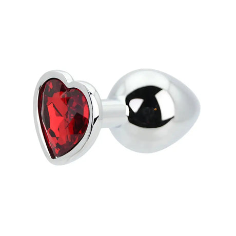 Toosh Heart Shaped Silver with Red Stone Medium - Save 10% - Anal Dildos United Kingdom Stoke-on-trent