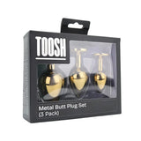 Toosh Metal Butt Plug Gold Set of 3 Clear Stone - Save 5% - Anal Dildos United Kingdom Stoke-on-trent