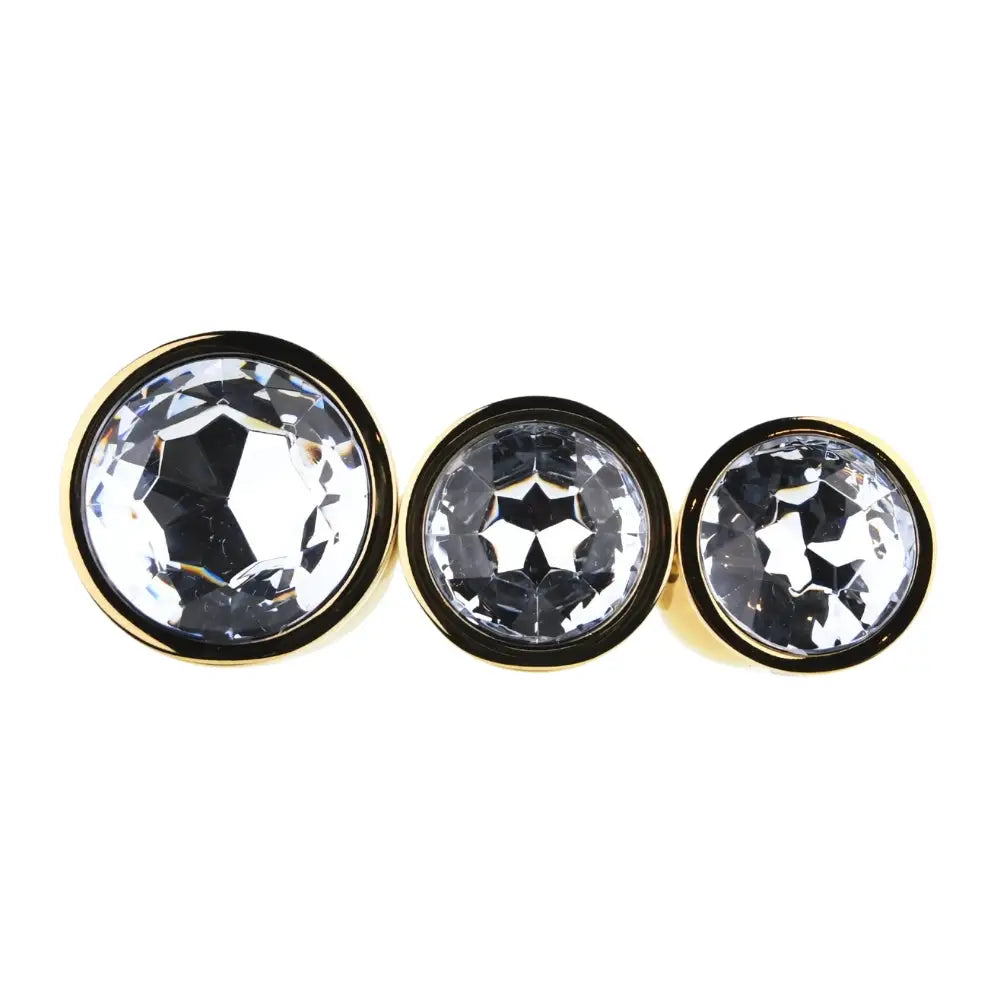 Toosh Metal Butt Plug Gold Set of 3 Clear Stone - Save 5% - Anal Dildos United Kingdom Stoke-on-trent