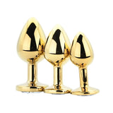 Toosh Metal Butt Plug Gold Set of 3 Clear Stone - Save 5% - Anal Dildos United Kingdom Stoke-on-trent