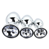 Toosh Metal Butt Plug Silver Set of 3 Clear Stone - Save 5% - Anal Dildos United Kingdom Stoke-on-trent