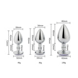 Toosh Metal Butt Plug Silver Set of 3 Clear Stone - Save 5% - Anal Dildos United Kingdom Stoke-on-trent