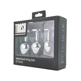 Toosh Metal Butt Plug Silver Set of 3 Clear Stone - Save 5% - Anal Dildos United Kingdom Stoke-on-trent