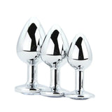 Toosh Metal Butt Plug Silver Set of 3 Clear Stone - Save 5% - Anal Dildos United Kingdom Stoke-on-trent