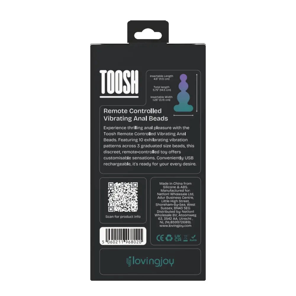 Toosh Remote Controlled Vibrating Anal Beads - Save 15% - Dildos United Kingdom Stoke-on-trent
