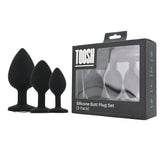 Toosh Silicone Butt Plug Black Set of 3 Clear Stone - Save 5% - Anal Dildos United Kingdom Stoke-on-trent
