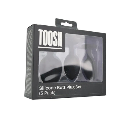 Toosh Silicone Butt Plug Black Set of 3 Clear Stone - Save 5% - Anal Dildos United Kingdom Stoke-on-trent
