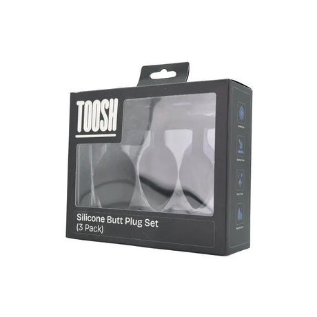 Toosh Silicone Butt Plug Black Set of 3 Clear Stone - Save 5% - Anal Dildos United Kingdom Stoke-on-trent