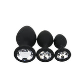 Toosh Silicone Butt Plug Black Set of 3 Clear Stone - Save 5% - Anal Dildos United Kingdom Stoke-on-trent