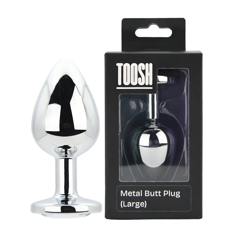 Toosh Silver Metal Butt Plug Large Clear Stone - Save 10% - Sale United Kingdom Stoke-on-trent