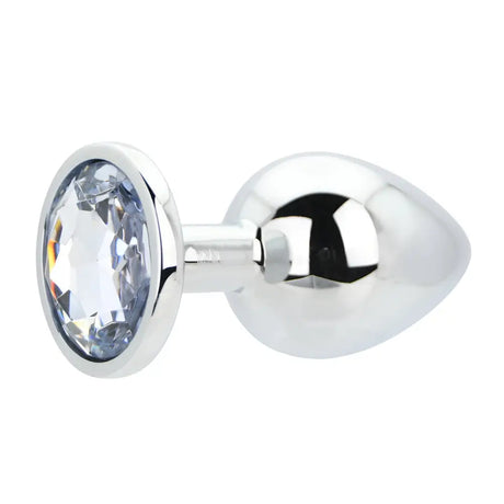 Toosh Silver Metal Butt Plug Large Clear Stone - Save 10% - Sale United Kingdom Stoke-on-trent