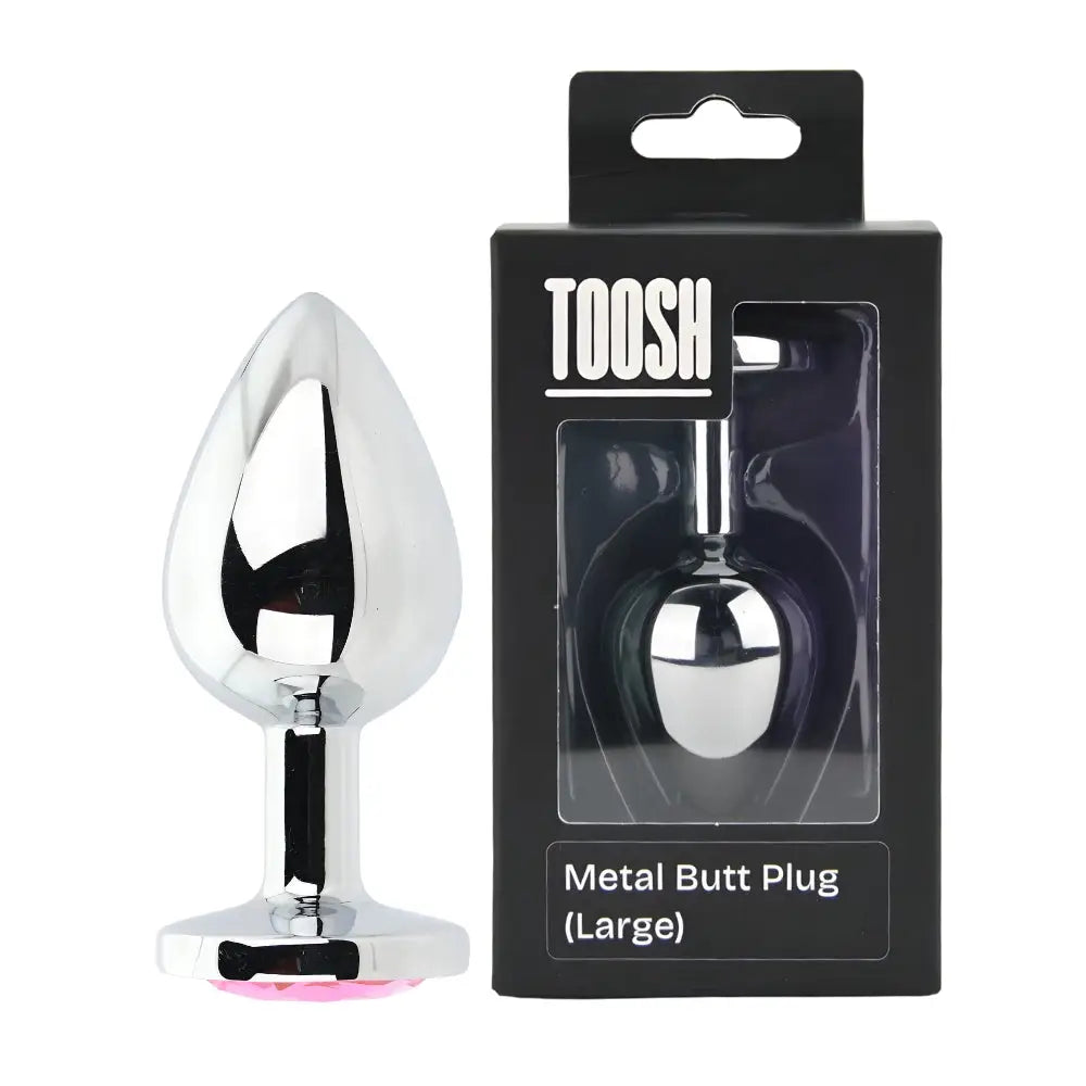 Toosh Silver Metal Butt Plug Large Pink Stone - Save 10% - Sale United Kingdom Stoke-on-trent