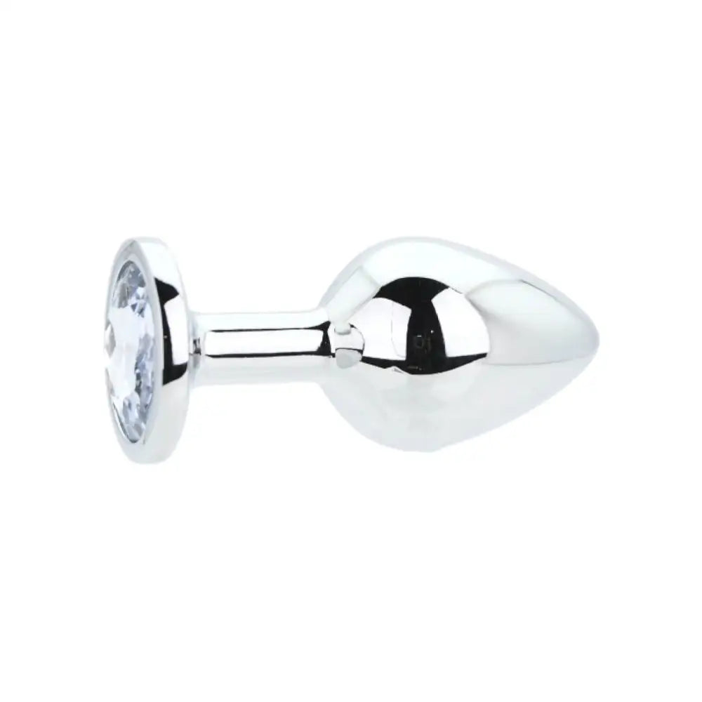 Toosh Silver Metal Butt Plug Medium Clear Stone - Save 10% - Sale United Kingdom Stoke-on-trent