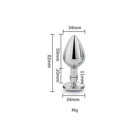 Toosh Silver Metal Butt Plug Medium Clear Stone - Save 10% - Sale United Kingdom Stoke-on-trent