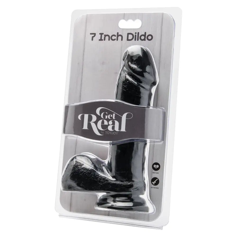 Toyjoy Get Real 7 Inch Dong with Balls Shiny Black - Save 25% - Toyjoy with - Fast Shipping - Dildo United Kingdom Stoke-on-trent