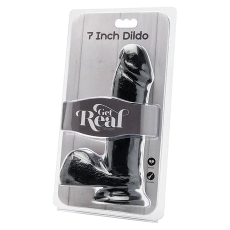Toyjoy Get Real 7 Inch Dong with Balls Shiny Black - Save 25% - Toyjoy with - Fast Shipping - Dildo United Kingdom Stoke-on-trent