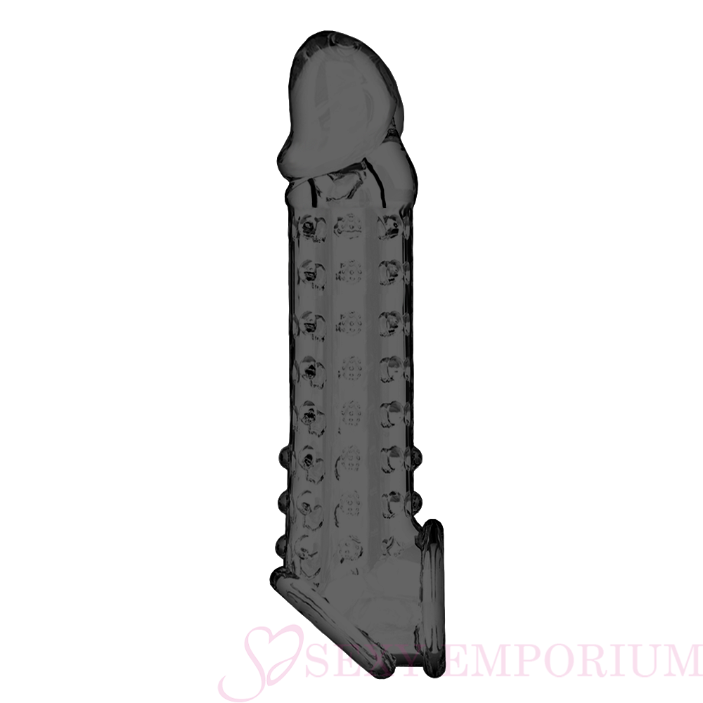 Transparent Black Ribbed Penis Sleeve - Sexy Emporium