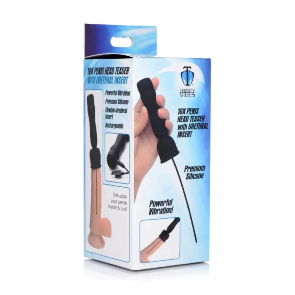 Trinity for Men 16x Penis Head Teaser with Urethral Sound Black - Sex Toys - Save 25% - for with - Sale United Kingdom Stoke-on-trent