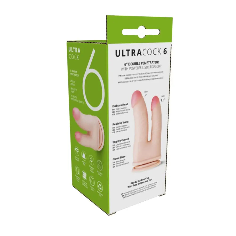 Ultra 6 Inch White Cock Double Penetrator - Save 30% - Fast Shipping - Dildo United Kingdom Stoke-on-trent