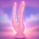 Ultra 8 Inch Pink Jelly Cock Double Penetrator - Save 20% - Dildo