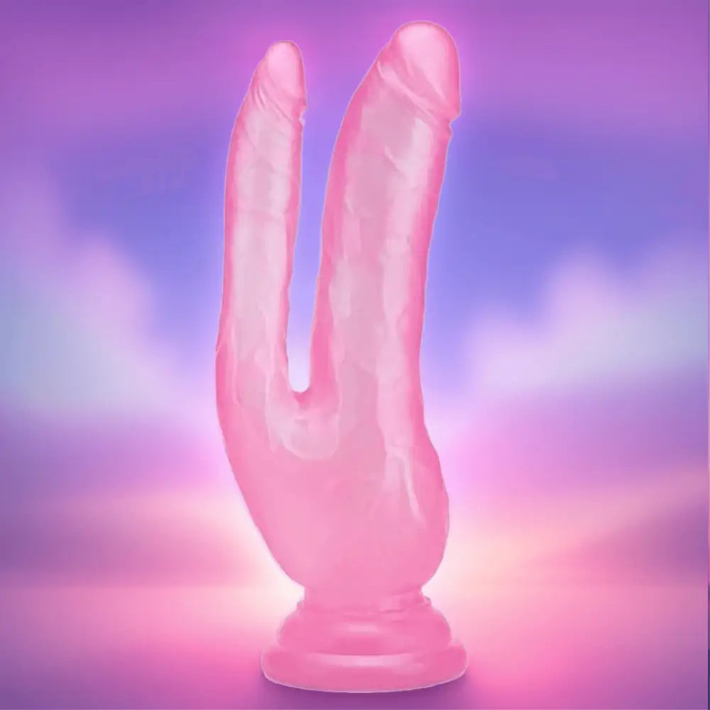 Ultra 8 Inch Pink Jelly Cock Double Penetrator - Save 25% - Fast Shipping - Dildo United Kingdom Stoke-on-trent