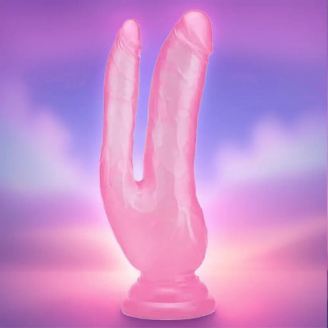 Ultra 8 Inch Pink Jelly Cock Double Penetrator - Save 25% - Fast Shipping - Dildo United Kingdom Stoke-on-trent