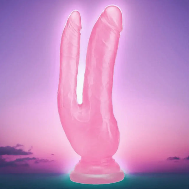 Ultra 8 Inch Pink Jelly Cock Double Penetrator - Save 25% - Fast Shipping - Dildo United Kingdom Stoke-on-trent