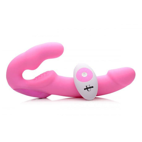 Urge-Pink Vibrating Strapless Strap On w/ Remote Control