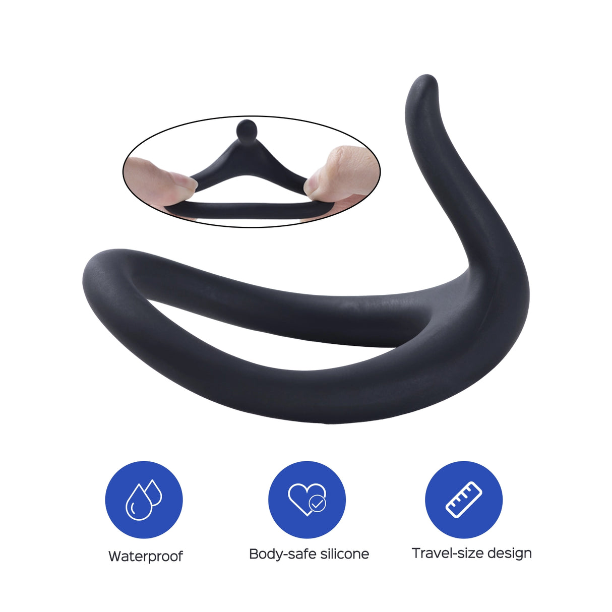 URI Black Penis Cock Ring Male Enhancer Sex Toy For Men Silicone Black