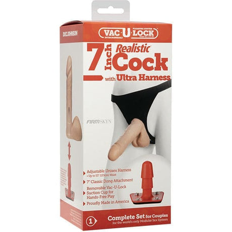 Vaculock 7 Inch Realistic Cock with Ultra Harness - Save 30% - Dildo