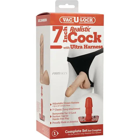 Vaculock 7 Inch Realistic Cock with Ultra Harness - Save 30% - Vaculock with - Fast Shipping - Dildo United Kingdom Stoke-on-trent