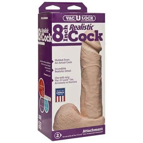 Vaculock 8 Inch Realistic Cock Attachment Flesh Pink - Save 30% - Dildo