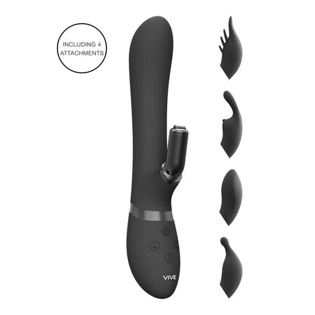 Vive Chou Double Action Interchangeable Rabbit Vibrator Black - Save 30% - Fast - United Kingdom Stoke-on-trent