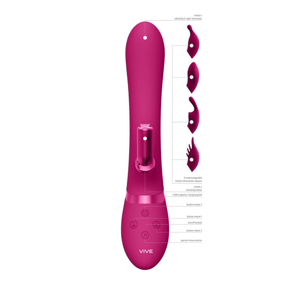 Vive Chou Double action Interchangeable Rabbit Vibrator Pink