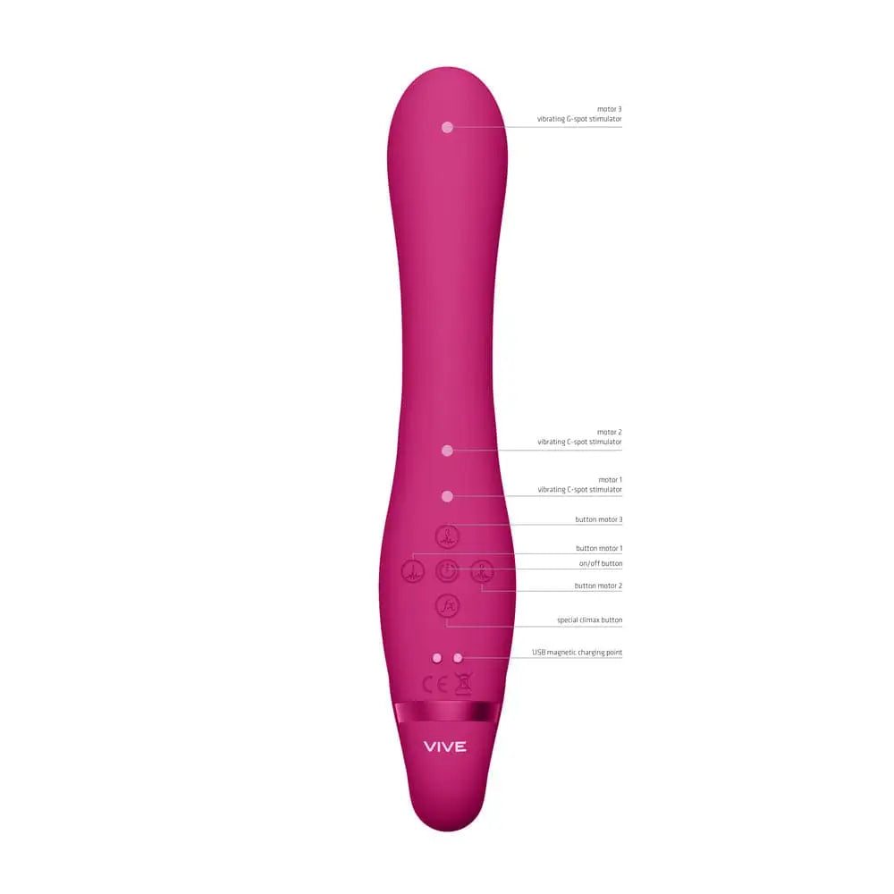 Vive Suki Triple Action Strapless Strap on Vibrator Pink - Save 30% - on - Fast - Couples Vibrators United Kingdom Stoke-on-trent