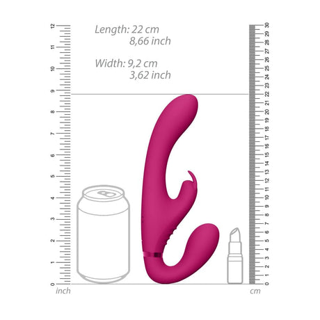 Vive Suki Triple Action Strapless Strap on Vibrator Pink - Save 30% - Couples Vibrators