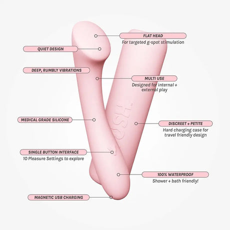 Vush - Pop Shine Pink - Save 15% - Fast Shipping - Vibrator United Kingdom Stoke-on-trent
