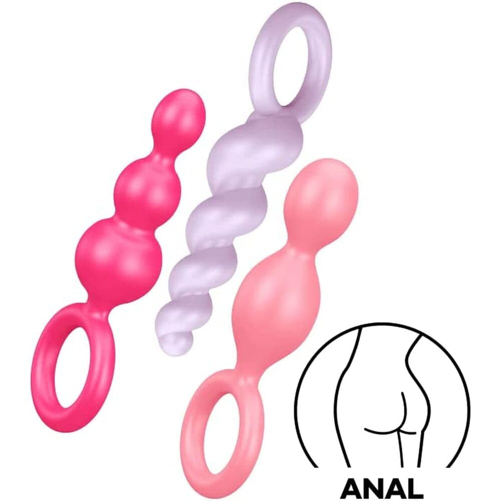 Tillfredsställande booty call set av 3 multicolour anal -pluggar