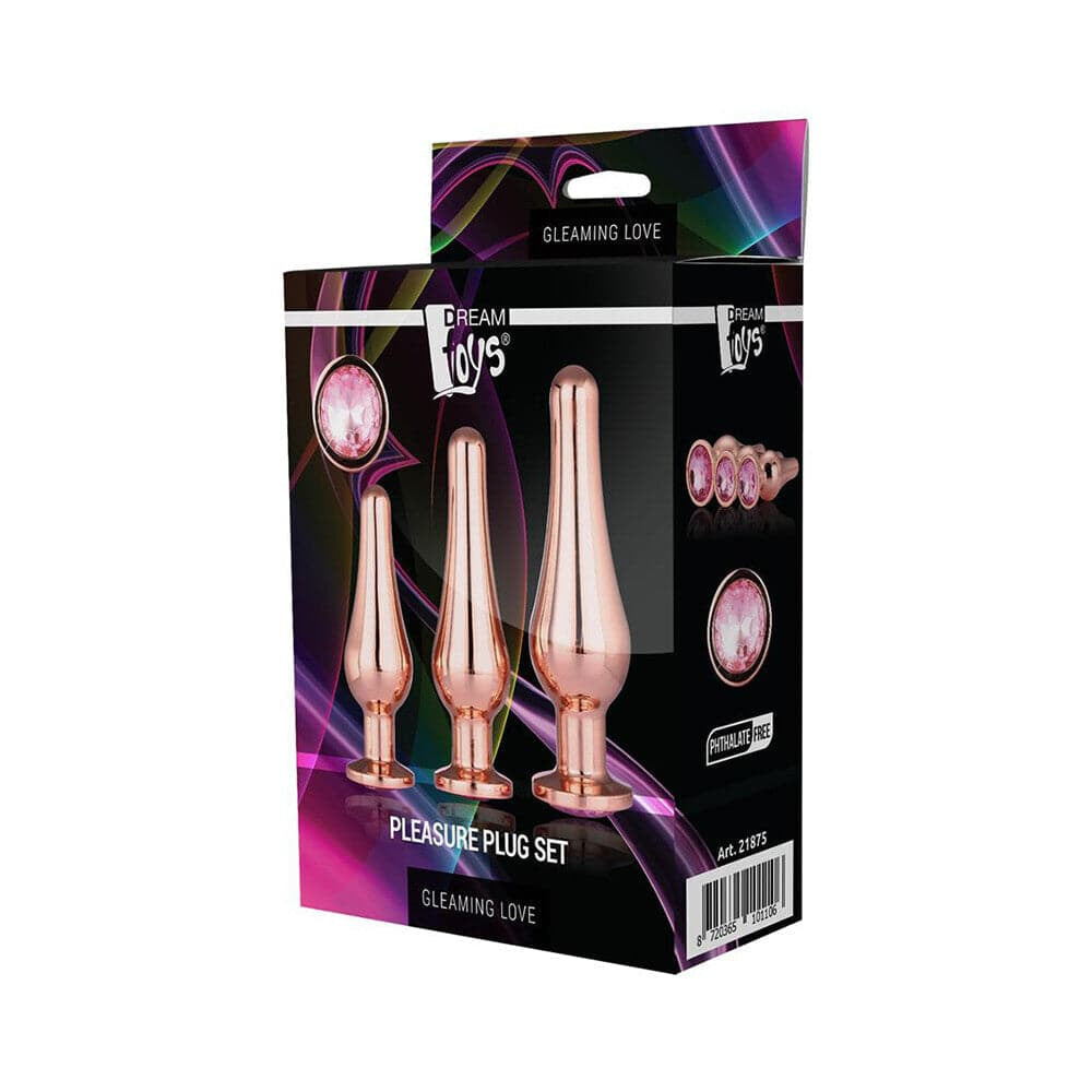 Glanzende buttplug set roségoud