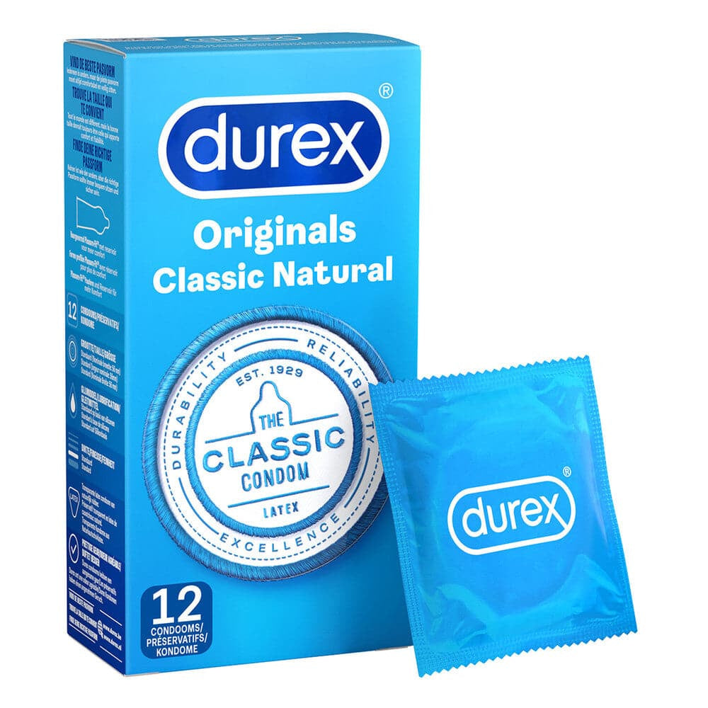 Durex Originals Condomau Naturiol Clasurol 12 Pecyn