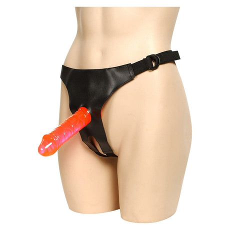 Strap crotchless ar úim le 2 dongs