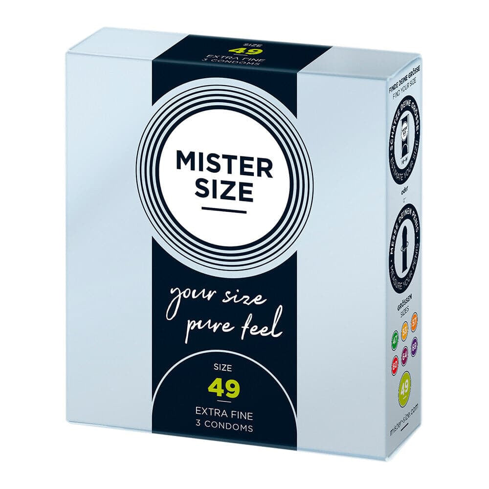 Mister Tamaño 49 mm Su tamaño Puro Condoms 3 Pack