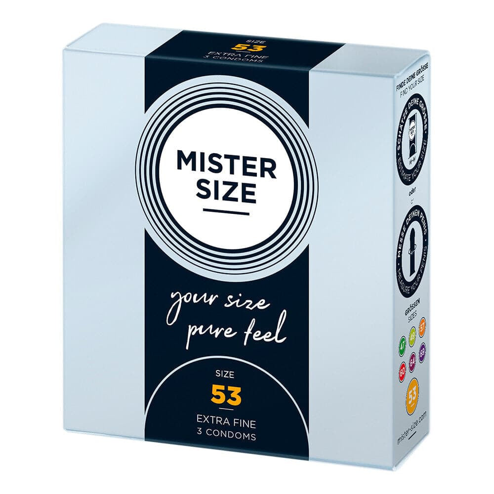 Mister Tamaño 53 mm Su tamaño Puro Condoms 3 Pack