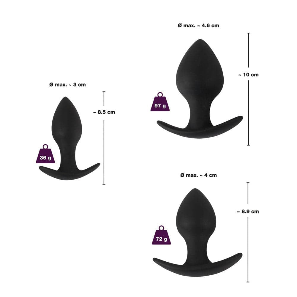 Conjunto de treinamento anal de três peças de veludo preto de veludo preto