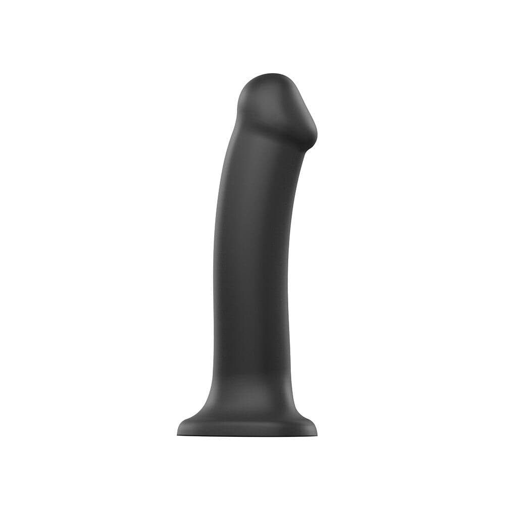 Strap on me silicone dé -dlús dé -dhlúth dildo beag dubh